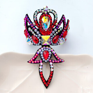 Chili rhinestone artistic gymnastics cheerleading competition ball hair ornaments crown hair figure skating hair band hair rope head red