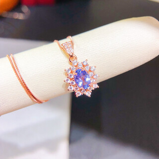 Shien natural tanzanite s925 sterling silver pendant necklace semi-precious stone as a holiday gift for girlfriend and best friend, main stone 5*7mm