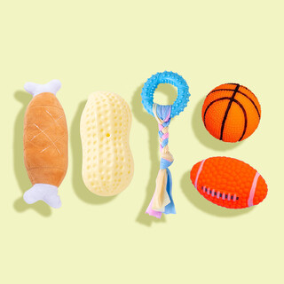 Amor dog toy gift pack, self-pleasure to relieve boredom, teeth grinding and bite-resistant artifact pet teddy bichon dog supplies, self-pleasure to relieve boredom (5-piece set), suitable for small dogs