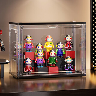 Kaman blind box display stand transparent dust-proof figure storage box building block ornament cabinet suitable for bubble mart display box black transparent large size 21 building block base 1