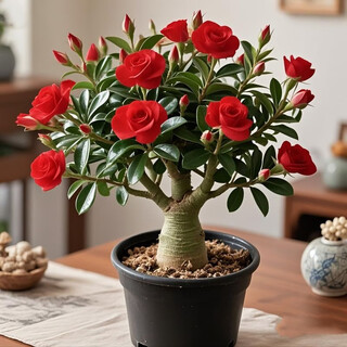 New desert rose, double petals, large flowers, strong fragrance, succulent rose flower plant, easy to live in all seasons, easy to raise for lazy people, clearance, double petals, atmospheric red, 8-year-old seedlings, 1 pot/original soil, original pot, guaranteed to survive
