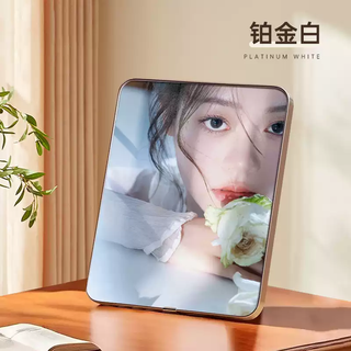 Fantasy photo frame table with washed photos, customized high-definition photos and printed photo art wedding photos, crystal table with high-end sense, single platinum white - rounded corner table, 28 inches, 50x60cm, suitable for both horizontal and vertical use