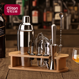 Cliton304 stainless steel cocktail mixer, milk tea shop hand-made lemon artifact cocktail hand-shake shaker cup and pot 16-piece set
