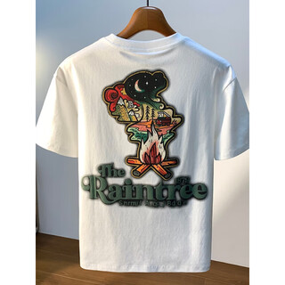 La Hailan Home HLA même grande taille 200jin [Jin est égal à 0,5 kg] Cou rond T-shirt à manches courtes pour hommes 2025 T-shirt de coton imprimé de style Hong Kong Plus Fat Plus Men JSW9928 White M recommandé 90-108 Jin [Jin est égal à 0,5 kg]