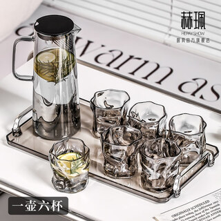 Hepei nordic glass household one pot six cups set high-value cold water kettle large capacity drinking cup high temperature resistance nordic water set one pot six cups