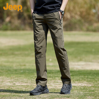 Jeep fashion brand spring and autumn men's casual pants overalls outdoor quick-drying sports trousers military green l