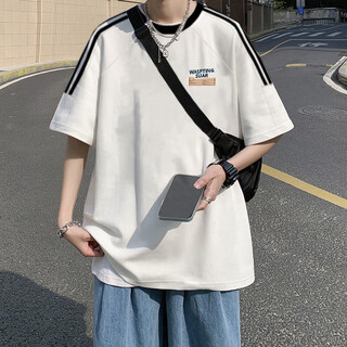 美式复古短袖T恤男夏季2025新款宽松设计感小众日系ins潮牌上衣服 3895*wasp白色 M  85-120斤