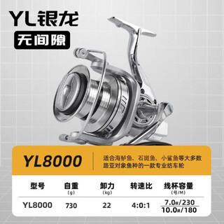 Billings all-metal spinning wheel with no gaps, ultra-long-distance sea fishing rod anchor, large anchor fish reel, fishing reel, all-metal no-clearance version yl8000. interchangeable left and right hands