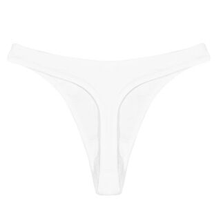 Men's thong high-cut pure cotton style hollow sexy butt-lifting t-pants low-waist macho nightclub seamless briefs trendy white xl 135-150