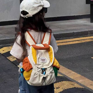 Lugeli parent-child backpack japanese and korean simple contrasting color casual backpack boys and girls travel hiking backpack children back to school school bag parent-child mountaineering bag small size