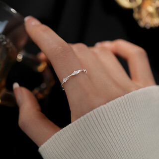 Xiangnan 999 sterling silver four-pointed star ring ins niche light luxury plain ring open ring index finger ring ring senior girl gift 999 silver four-pointed star ring