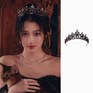 Bai qixin crown tiara female 18 years old black crown hair accessories high-end princess bride proposal wedding accessories birthday gift black crown tiara