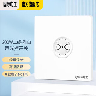 International electrician (fdd) type 86 switch panel concealed induction sound and light control switch 220v corridor sound and light control delay white-200w-second line sound and light control switch