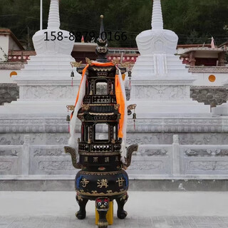 Temple cast iron incense burner 3 floors 5 floors outdoor circular buddhist hall ancestral hall large tripod outdoor burning sutra temple temple treasure furnace sutra 0.8 meters high 2.2 meters one layer drawing deposit