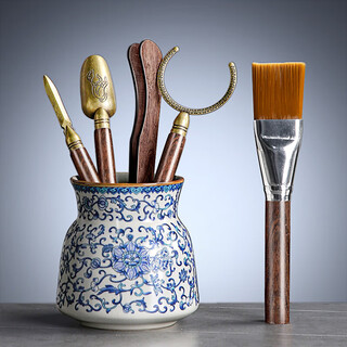 Tang feng kung fu tea set accessories tea ceremony six gentlemen set tea making tools complete tea knife tea clamp tea brush tea table ornaments ivy tea ceremony barrel + tianyuan five-piece set