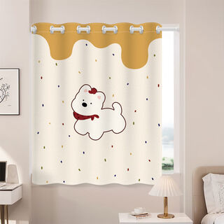 Pick up cat children's room without drilling to install blackout curtains 2025 new small window sunshade and sun protection telescopic rod simple curtains polka dot puppy custom pattern size consultation before placing an order