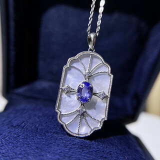 Pool example s925 sterling silver pendant empty support oval 5*7mm natural tanzanite with white mother-of-pearl european retro hangtag simple 7 empty support (excluding gems and necklaces)