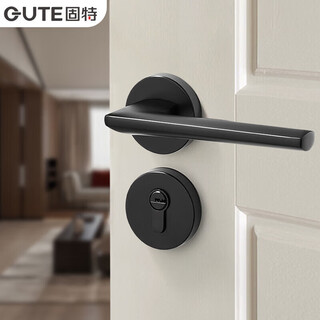 Gute door lock indoor home room door lock bedroom black door handle soft noise reduction split lock matte black