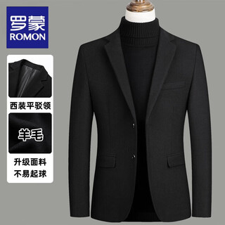 Romon wool suit jacket men's autumn and winter middle-aged business casual small suit fitted wool suit jacket men black l 120-135 jin jin equals 0.5 kg