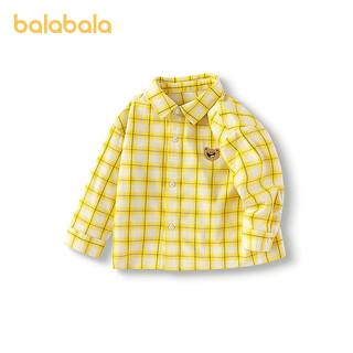 Balabala baby shirt boys long sleeve 2025 new plaid coat autumn super soft velvet thickened skin-friendly and comfortable yellow tone 00433 110