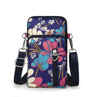 Flower language qimeng 2025 new mobile phone bag women's crossbody halter mobile phone bag portable wrist coin purse mom running arm bag big orchid four-large size