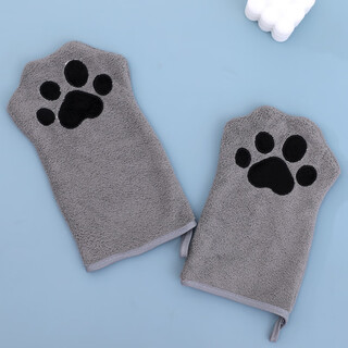 Pet towel glove type dog special quick-drying absorbent cleaning towel cat bath towel pet supplies gray 22*15cm (single pack)