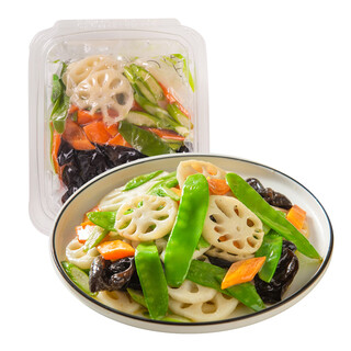 Fresh-cut, no-wash, stir-fried lotus pond 340g (fungus, snow peas, asparagus, carrots, lotus root slices)