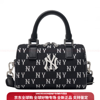Mlb new york yankees retro presbyopia pattern artificial leather boston bag shoulder crossbody handbag black