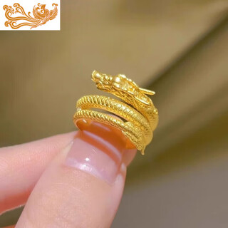 Mrs. qing's old phoenix coiling dragon gold ring 999 pure gold gift for husband in the year of the dragon, father's day, valentine's day birthday gift, gold dragon ring about 5.5g