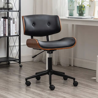 Italian light luxury computer chair home solid wood bedroom study sedentary swivel chair lift seat with wheels for office comfort walnut black - lift pulleys - comfortable and breathable