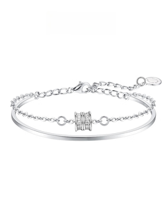 Libiao 2025 new chinese style high-end double-layer silver bracelet bracelet for women, light luxury birthday gift for girlfriend, small waist bracelet