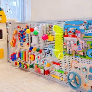 Pupandongdong busy board children's diy toy wall backboard climbing frame decorative baby bedside fence early education corner environmentally friendly and odorless simple white order free corner protector + tie height 50*length 100cm 30 wire ties free