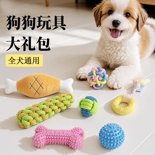 Amor dog toy gift pack, self-pleasure, self-pleasure, teeth grinding and bite-resistant artifact, pet teddy bichon dog supplies, popular (random 5-piece set), suitable for small dogs