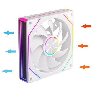 动力火车（PowerTrain）棱镜7pro风扇12cm机箱风扇ARGB神光同步主机箱PWM温控静音4pin台式机电脑散热5v3针白色反叶 棱镜8代Pro 白色正叶（5V3针ARGB）