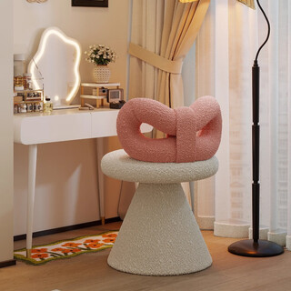 Menile cream style makeup stool girls bedroom dressing stool modern simple home dressing table chair style nail art stool girly pink 360 rotatable/sheep velvet backrest/sheep velvet cushion