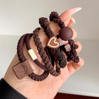 Yuqi high elasticity simple hair tie hair rubber band headband hair accessory cute girly heart hair hoop artifact for women 5-piece set 1 pack black