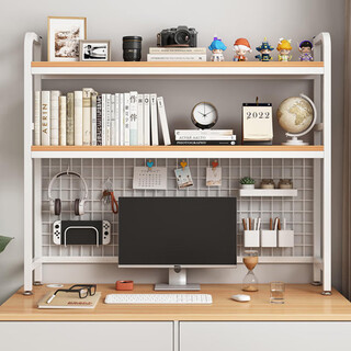 Yupin bookshelf desktop bookshelf desktop storage rack student dormitory bookshelf double-layer storage hole board zw95 double-layer 95 white