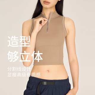 Juactive cycling clothing sports top vest quick-drying running outerwear fitness clothing zipper stand collar sleeveless vest brown s