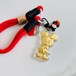 Old temple minnie mickey unicorn star dailu mobile phone chain pure gold 999 cartoon pendant women's bag hanging chain cute pendant pure gold minnie single pendant