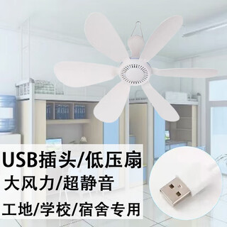 Silent high wind 36v electric fan usb low voltage fan construction site student dormitory strong usb small electric fan 5v usb fan 1.7 meters cable (power bank available)