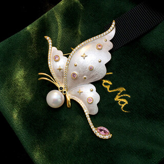 Jingli jingda enamel butterfly brooch, high-end women's exquisite niche light luxury corsage birthday gift for women, exquisite, high-end and practical enamel butterfly brooch gift box