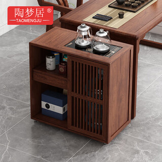 Tao mengju solid wood chinese-style mobile tea table household small tea table living room tea cart balcony tea table cabinet kettle integrated tea cabinet