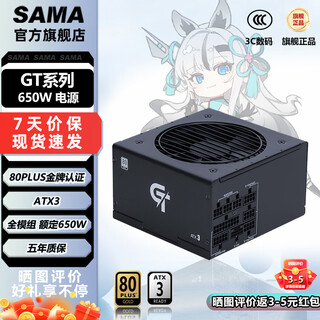 先马（SAMA）金牌系列 额定500W/650W/750W/850W 金牌认证ATX3全模组台式机电脑游戏电源 支持50显卡 GT650 黑色 金牌全模组（ATX3）