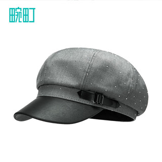 Wanding fashion washed retro octagonal hat hot diamond fashion leather octagonal hat - brown one size one size