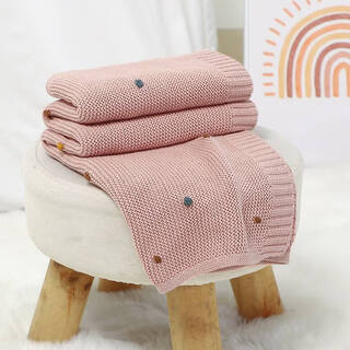 Zailu multifunctional four-season baby blanket, soft and cute knitted blanket, newborn baby quilt, stroller blanket, pink