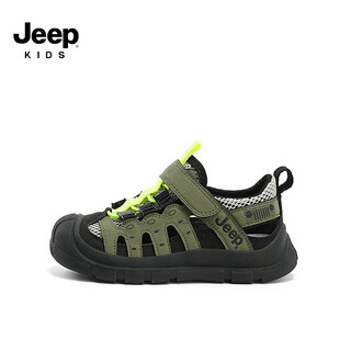 Jeep children's sandals summer new model for large children jeep children's shoes non-slip boys and girls outdoor non-slip breathable beach shoes military green 28 shoes inner length about 18.3cm