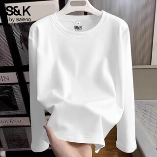 Baleno s&k pure cotton long-sleeved t-shirt for women 2025 spring and autumn new flesh-covering design light luxury simple trendy top