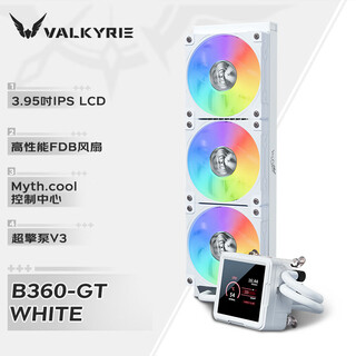 瓦尔基里（VALKYRIE）B360-GT-W VK 一体式CPU水冷散热器 3.95吋IPS液晶屏 多平台支持 ARGB光效 一线通风扇