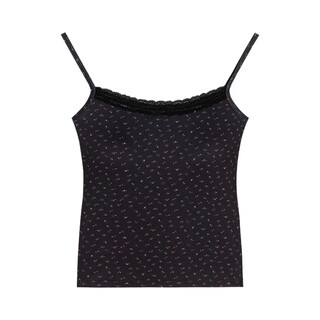 Sweet hot girl blue lace camisole women's summer bm floral inner bottoming short top with breast pads black floral one size