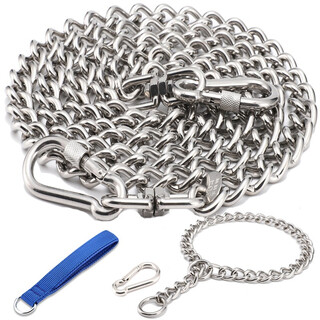 Wanlian stainless steel traction rope, dog chain collar, dog walking rope, anti-biting, continuously lengthening small and medium-sized large dog traction rope, dog leash collar, p chain, golden retriever, german shepherd, large (60 80 jin jin equals 0.5 kg for dogs) 304 high-strength stainless steel 2 meters total length